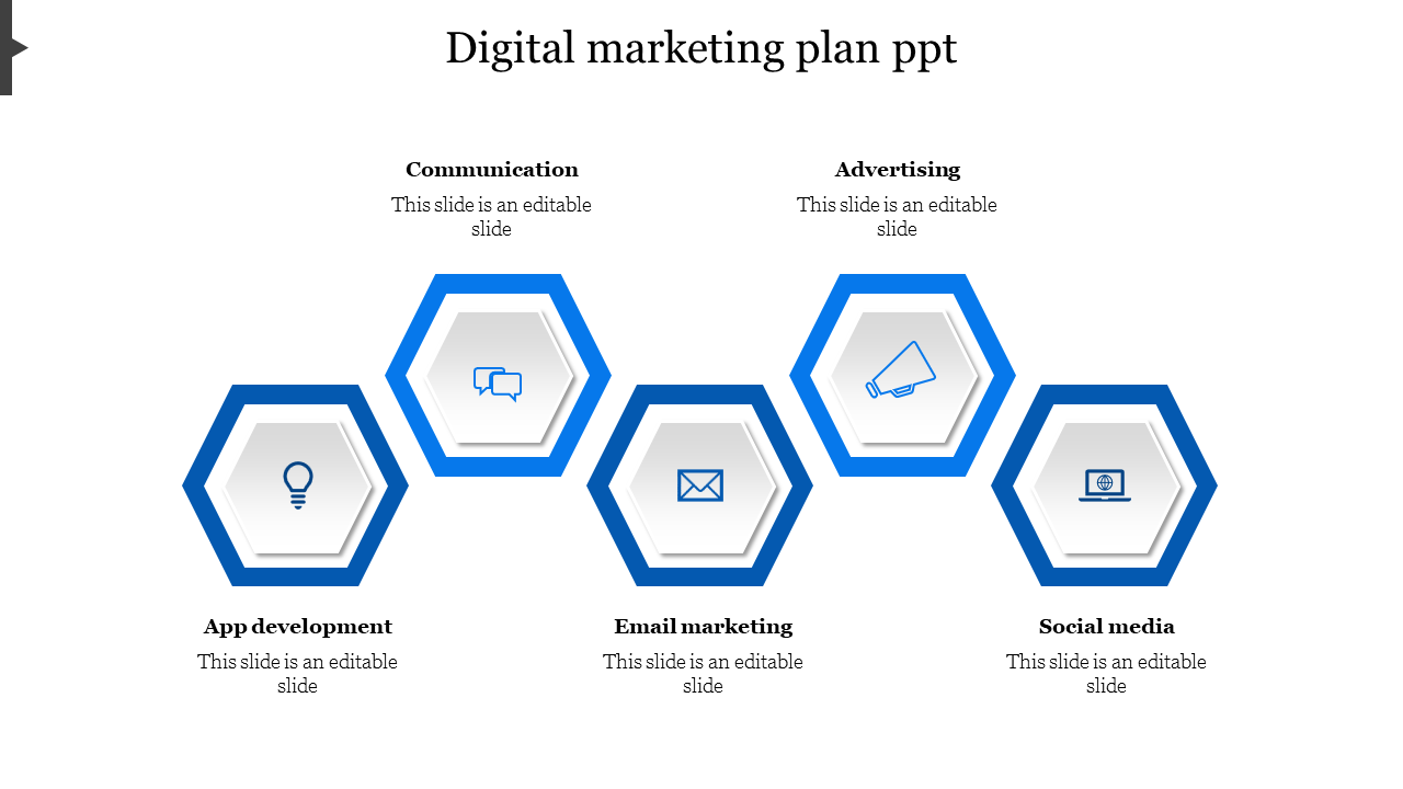 Free - Effective Digital Marketing Plan PPT In Hexagon Model